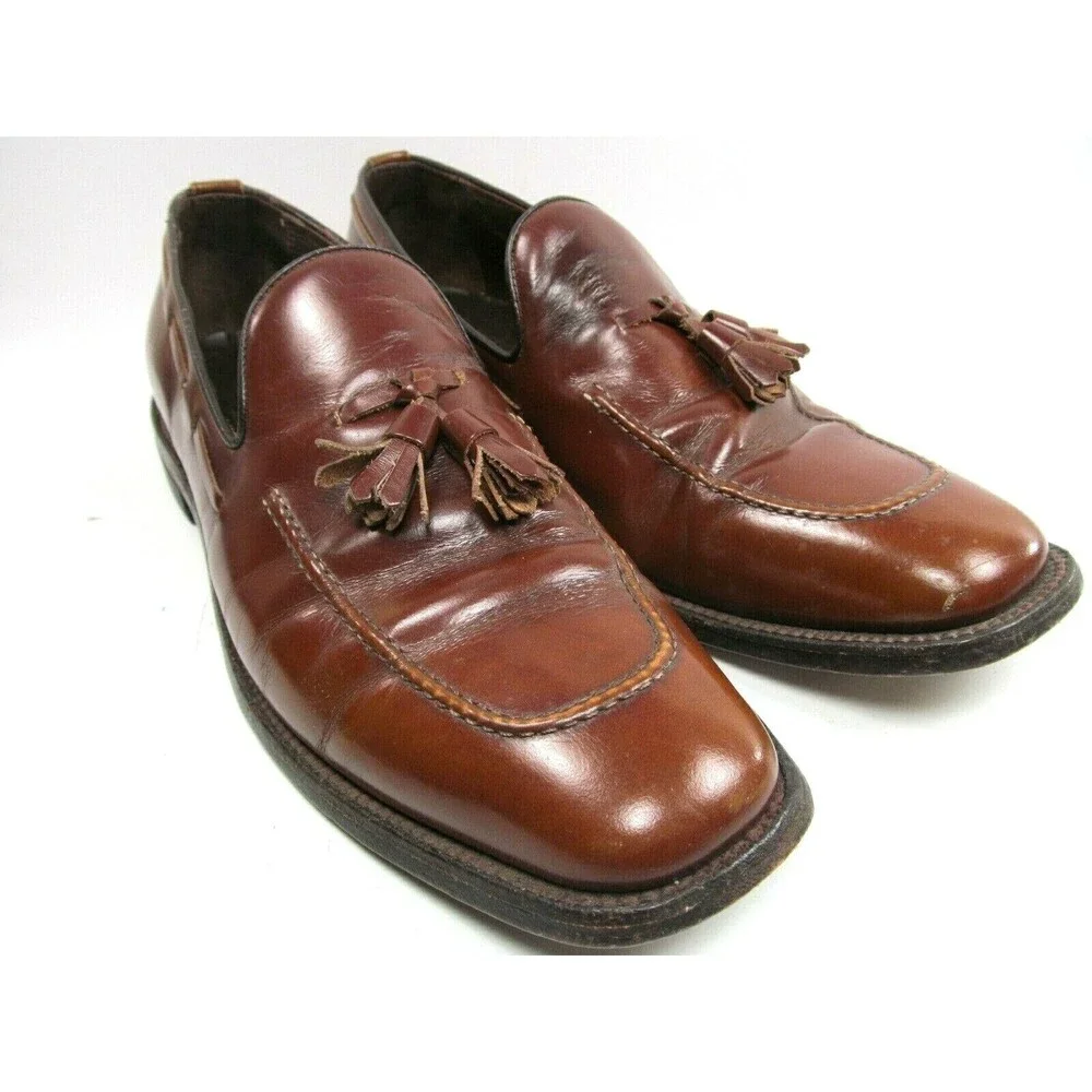 Nettleton Brown Leather Tassel Loafers Mens Size 9.5